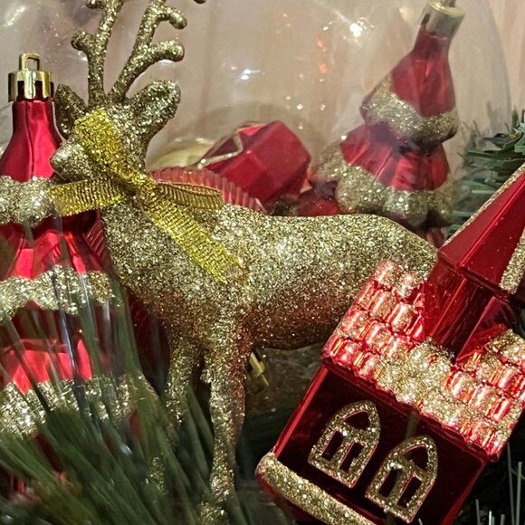 Assortment of 15 Red and Gold Christmas Tree Home Holiday Hanging Ornaments - Picture 4 of 4